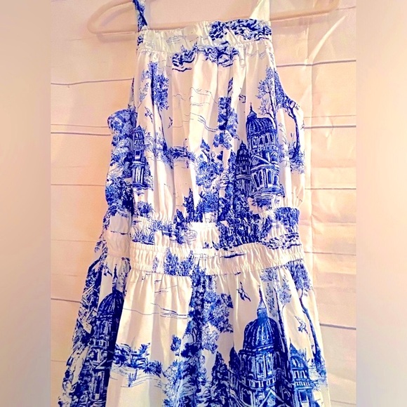 Top Géométrique Blanc Et Bleu Umgee - Taille M - Occasion En Très Bon état